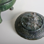 Green Glazed Ceramic Ding-Form Vessel and Cover