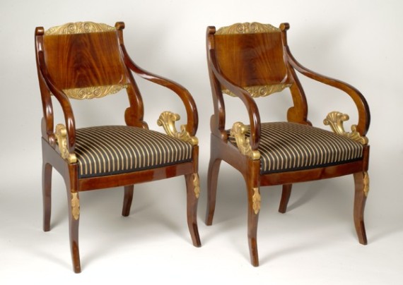 A pair of Russian Imperial armchairs
