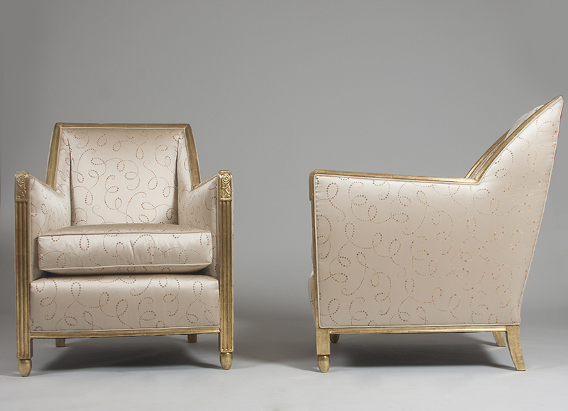 A pair of sculpted and gilt Art Deco armchairs  2