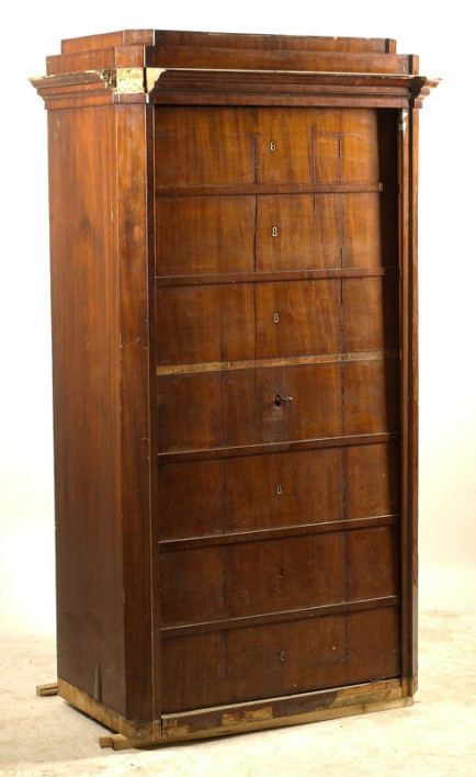 A Biedermeier wardrobe / faux tall chest of drawers