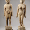 A pair of Chinese wood and polychrome figures