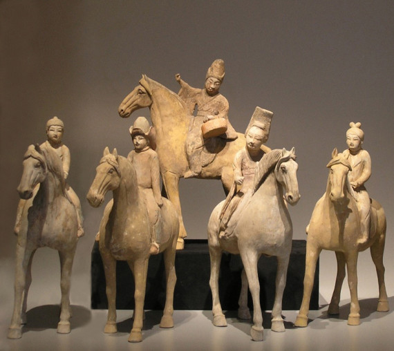 Group of five Equestrian figures