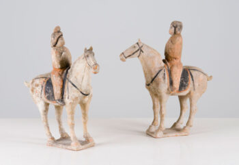 A pair of two court ladies on horseback