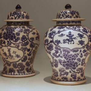 Pair of Blue and White Baluster Jars