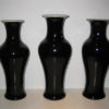 Three Mirror Black Glazed Baluster Vases