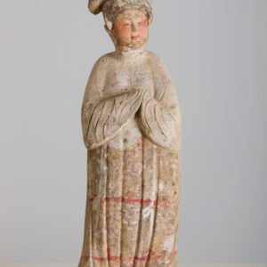 A large and exceptional pottery figure of a court lady