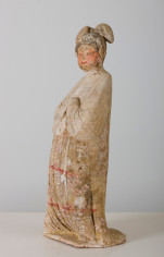 A large and exceptional pottery figure of a court lady  3