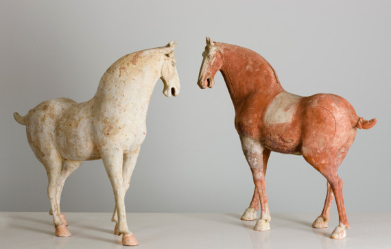 A well-modeled pair of pottery horses