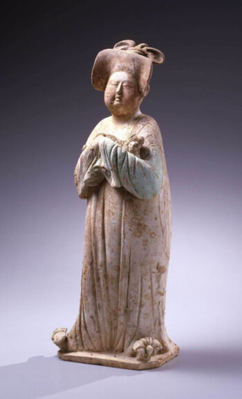 Rare Figure of a Court Lady Holding a Small Dog