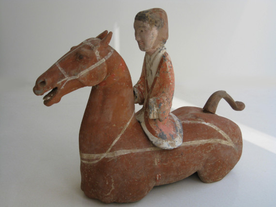 Painted Pottery Horse and Rider