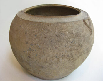 Jar with Stamped Motifs and Triangular Applied Handles