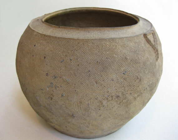 Jar with Stamped Motifs and Triangular Applied Handles