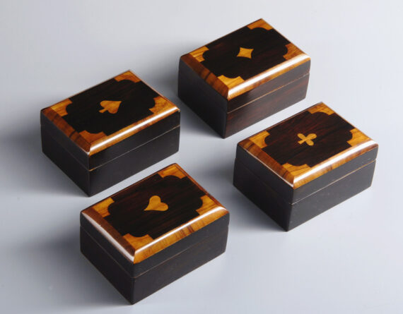A set of four Biedermeier card boxes