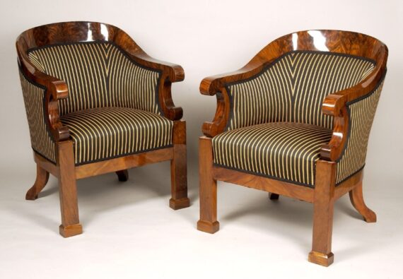 A pair of Biedermeier bergeres