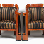 A pair of unusual Biedermeier bergeres