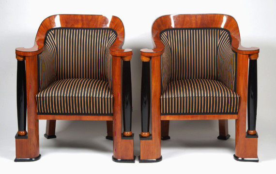 A pair of unusual Biedermeier bergeres