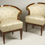 A pair of unusual Biedermeier bergeres