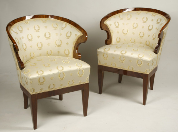 A pair of unusual Biedermeier bergeres