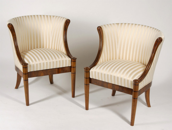 A pair of unusual Biedermeier bergeres