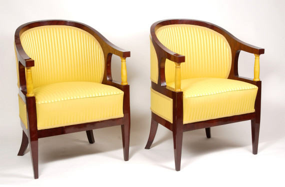 A pair of Biedermeier bergeres