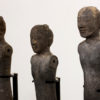 A set of three pottery standing figures