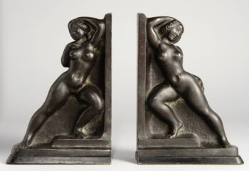 A pair of bronze Art Deco bookends
