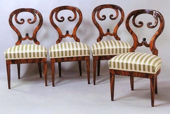 Set of four Biedermeier side chairs
