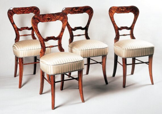Set of four Biedermeier side chairs