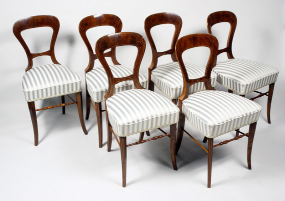 Set of six Biedermeier side chairs