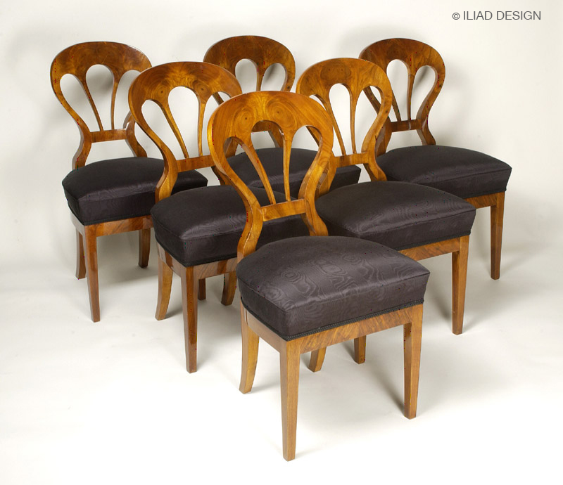 A set of six Biedermeier style side chairs