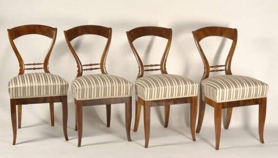 A set of four Biedermeier side chairs