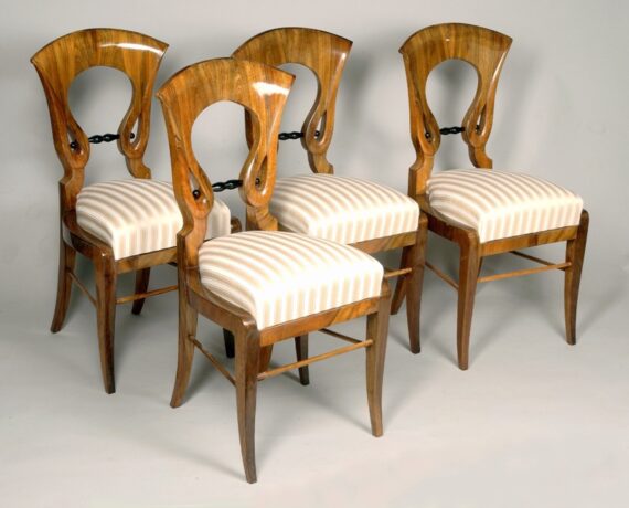 Set of four Biedermeier side chairs