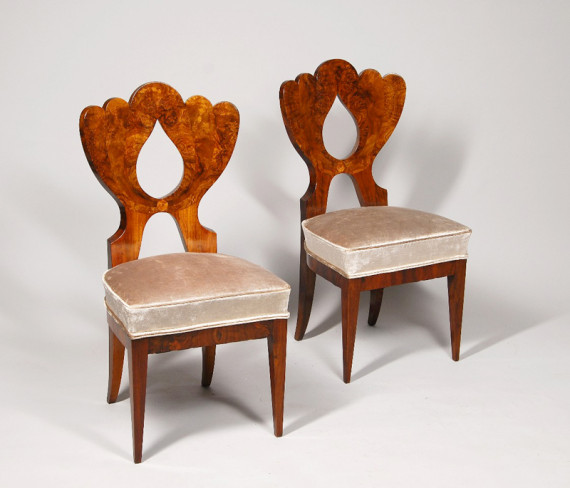 A pair of unusual Biedermeier side chairs