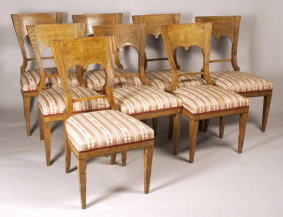 A set of eight Biedermeier dining chairs