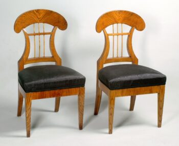 A pair of Biedermeier lyre-shaped side chairs