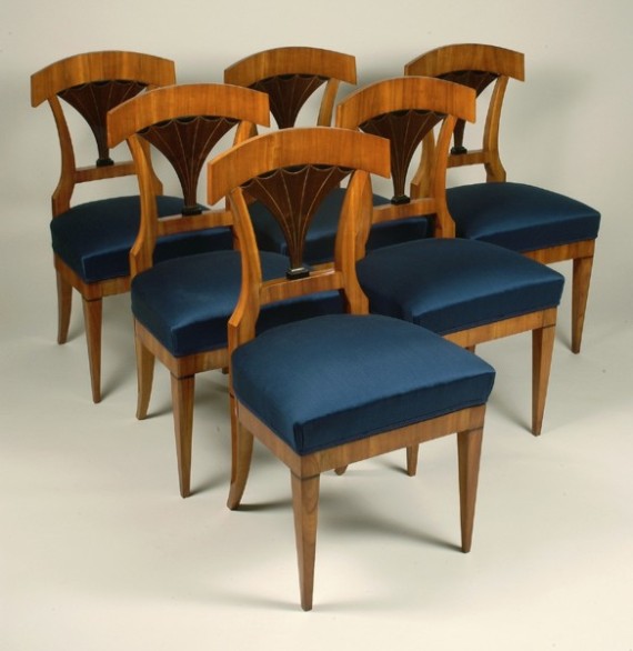 A set of six Biedermeier dining chairs