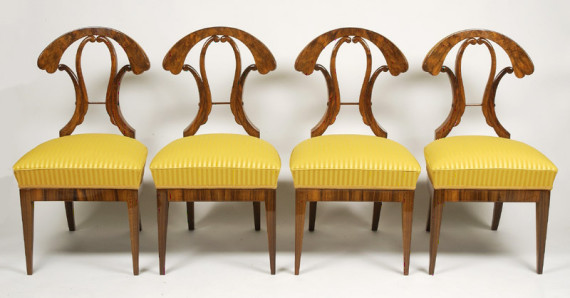 A set of four Biedermeier side chairs