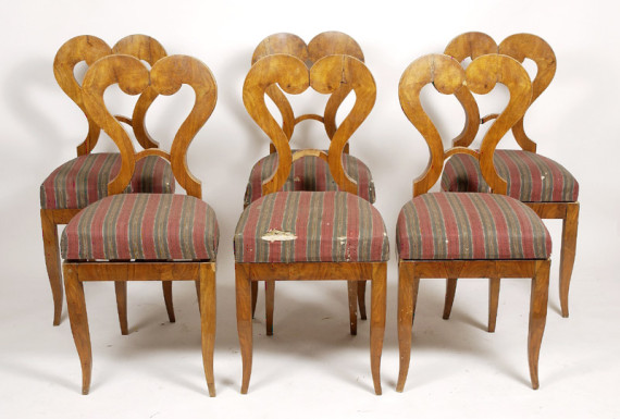 A set of six Biedermeier dining chairs