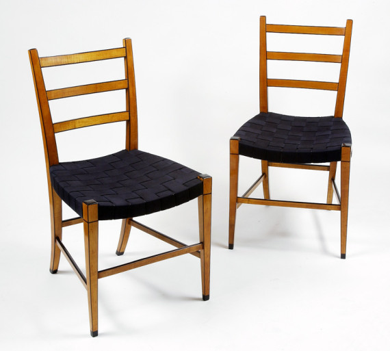 A pair of important design Biedermeier side chairs