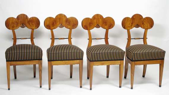 A set of four Biedermeier side chairs