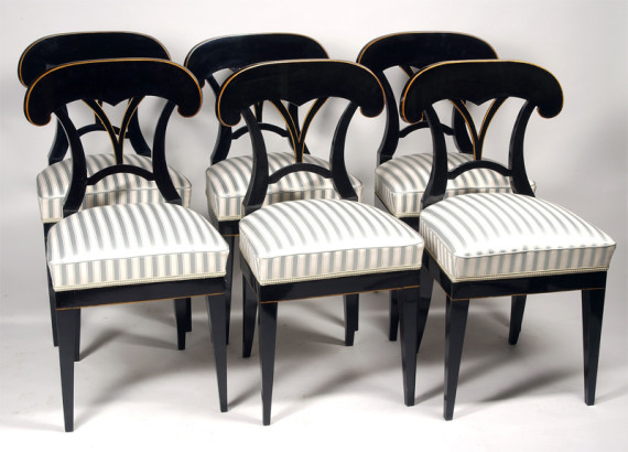 A set of six Biedermeier dining chairs