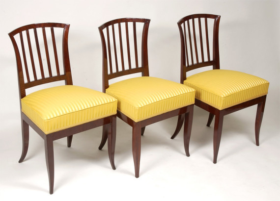 A set of three Biedermeier side chairs