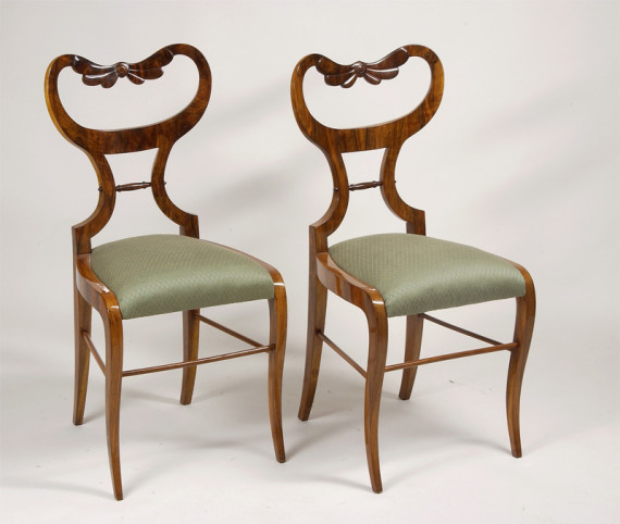 An elegant pair of Biedermeier side chairs