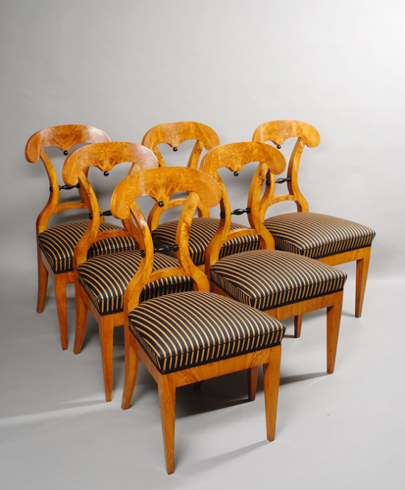 A set of six Biedermeier dining chairs