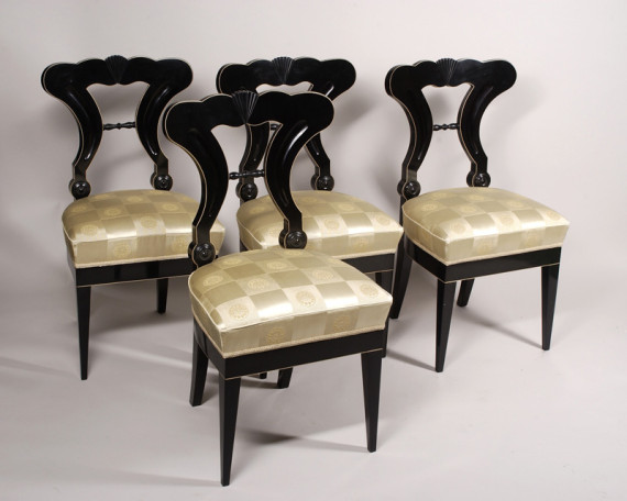 A set of four biedermeier side chairs