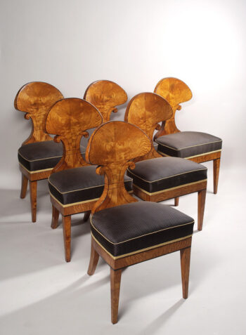 A set of six sleek and moderne Biedermeier side chairs