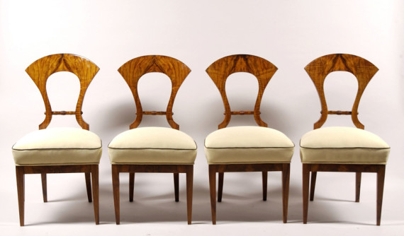 A set of four Biedermeier side chairs