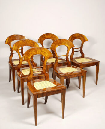 A set of six exceptional Biedermeier side chairs