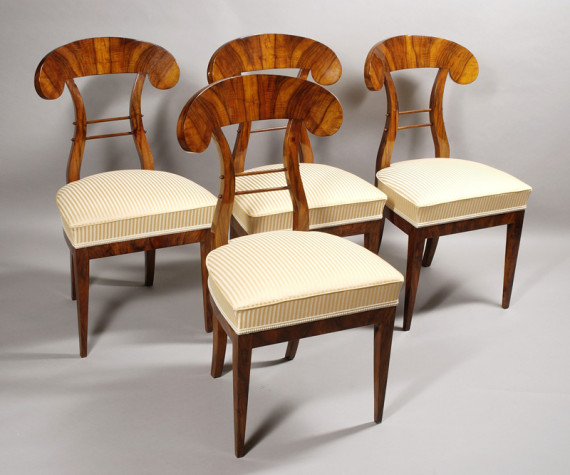 A set of four Biedermeier side chairs