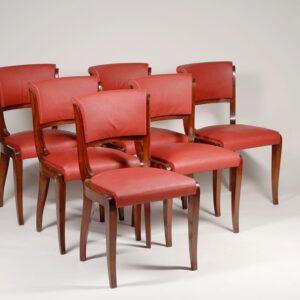 A set of six Art Deco dining chairs after Leleu